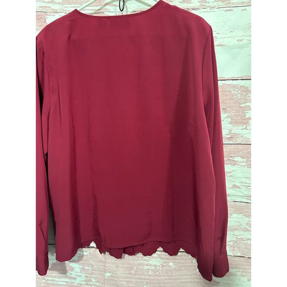 Vintage 80’s Joanna Blouse Cranberry Size XL - Picture 3 of 7